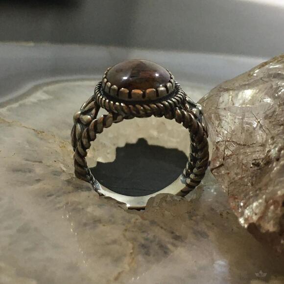 Carolyn Pollack Vintage Sterling Oval Brown Agate Decorated Ring For Women - Picture 5 of 10